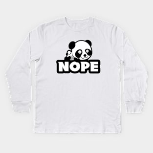 Nope Lazy Panda Lover Gift Kids Long Sleeve T-Shirt